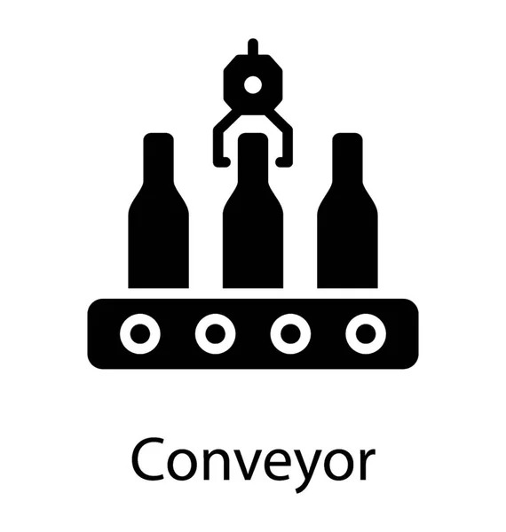 Algunas Botellas Una Máquina Con Ser Administrado Concepto Transportador — Vector de stock