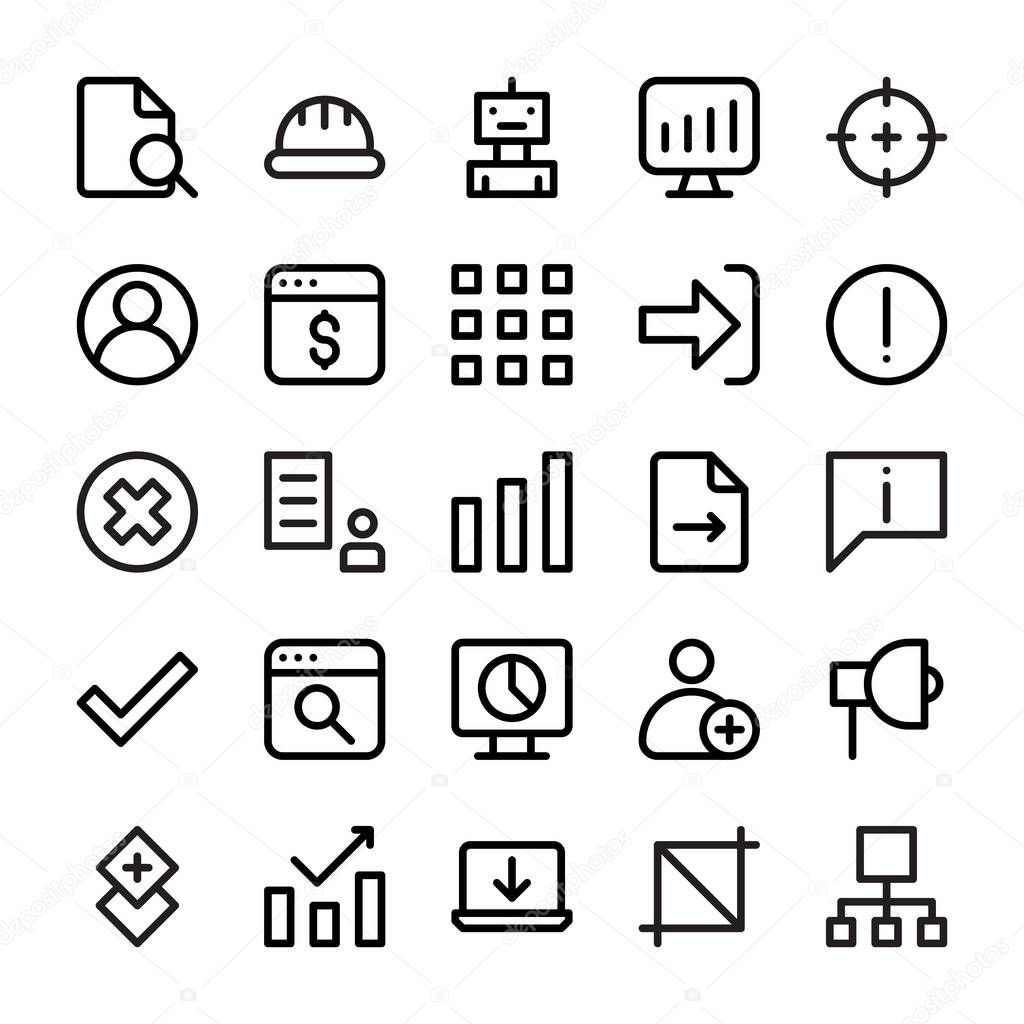 A Set of User Interface Line Icons 