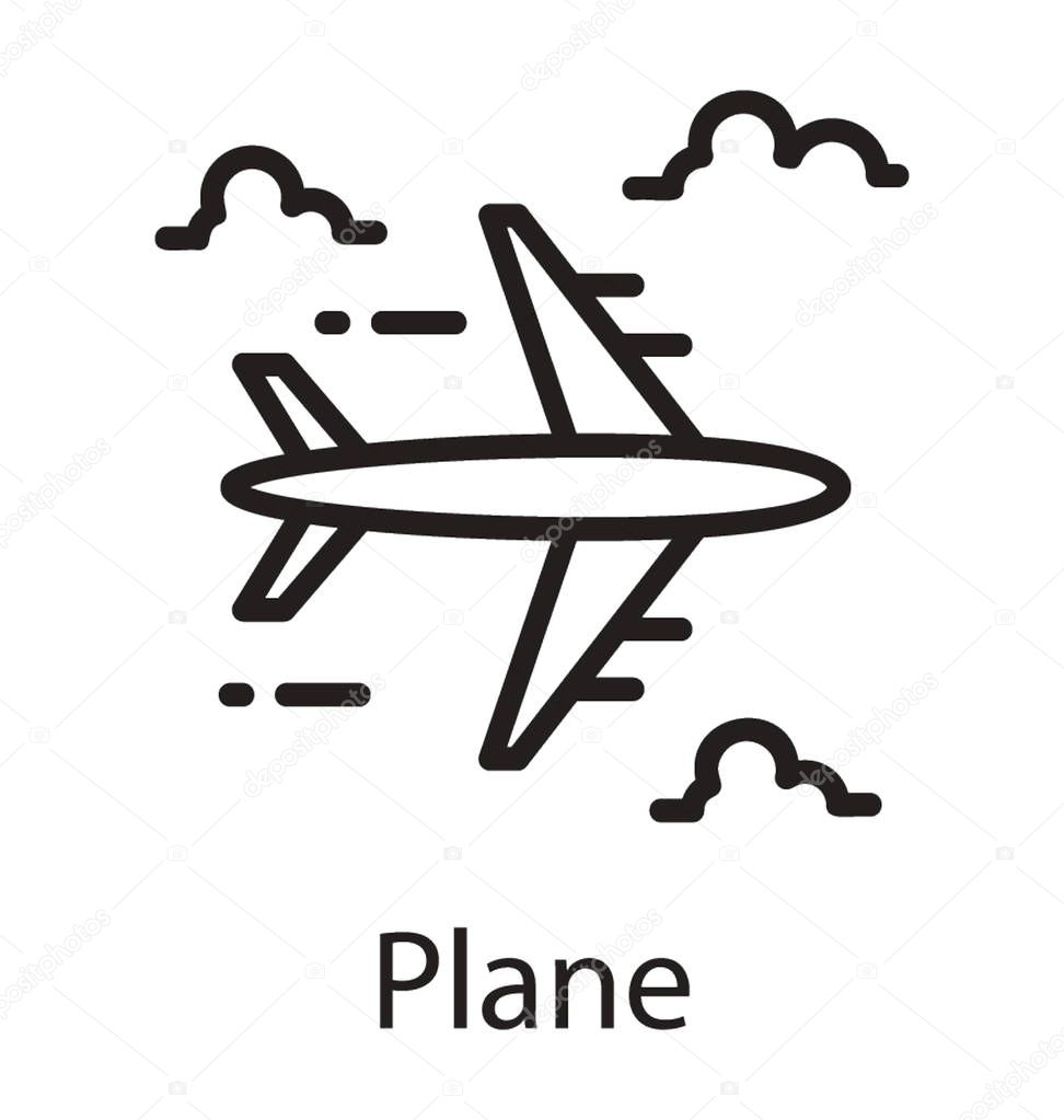 An aircraft flying in clouds denoting airplane 