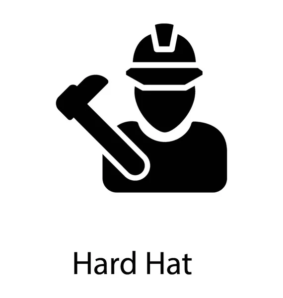Construction Worker Glyph Icon Design Avatar — Stock Vector