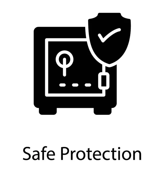 Bank Locker Having Graphic Sign Protection Shield Check Mark Icon — Stock Vector