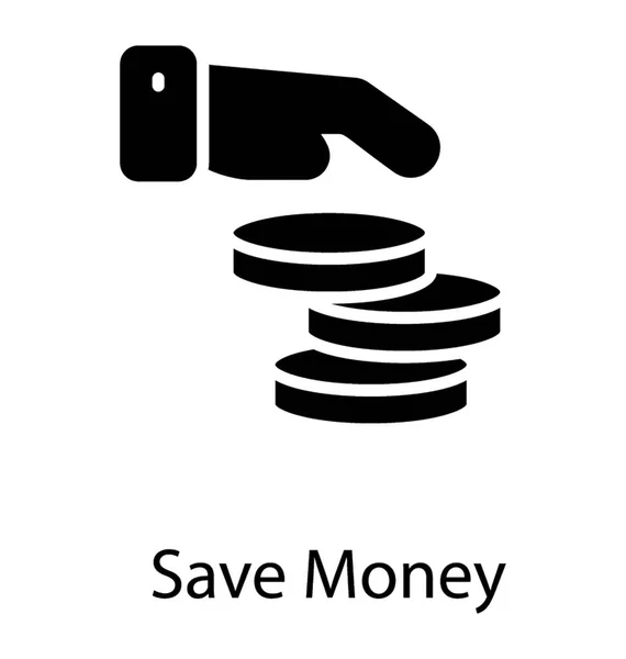 手保护钱币堆描绘省钱图标概念 — 图库矢量图片