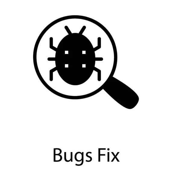 Glyph Icon Design Der Lupe Mit Bugs Virenscankonzept — Stockvektor