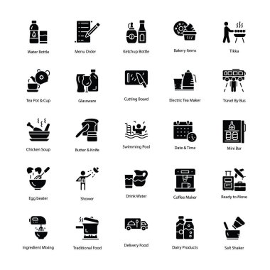 Restoran ve gıda simgeler paketi 