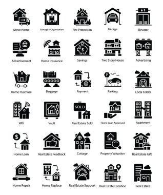 Emlak glif Icons set