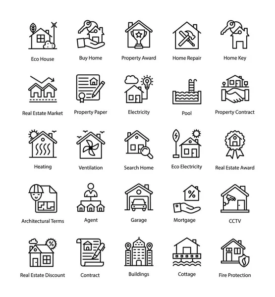 Real Estate Vector Icons Set — Stock Vector
