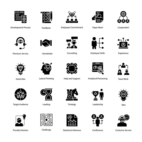 Paquete Iconos Gestión Empresarial — Vector de stock