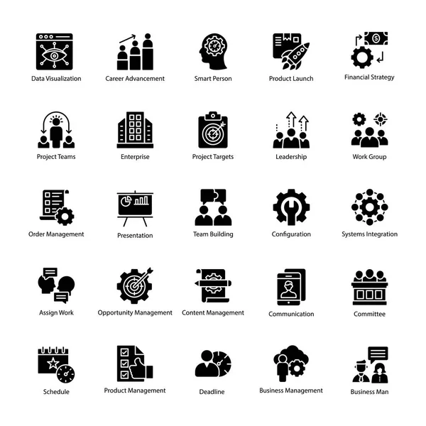 Vector Iconos Gestión Empresarial — Vector de stock