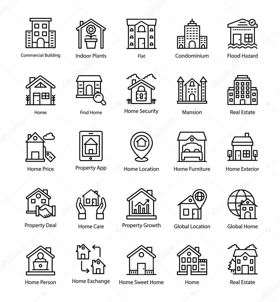 Bundle of Real Estate Line Vector Icons
