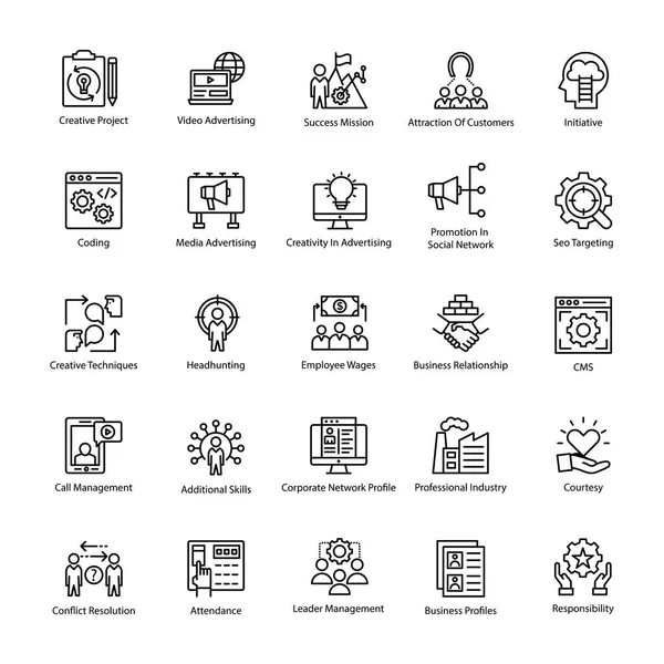 Conjunto Iconos Gestión Empresarial — Vector de stock