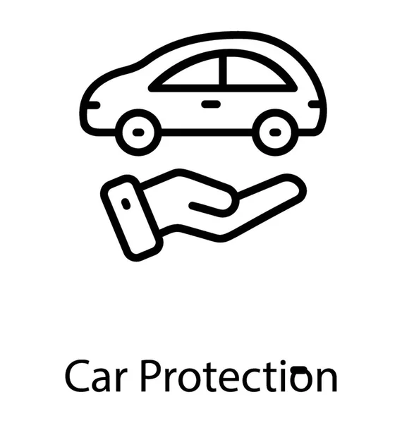 Простой Графический Значок Линии Защиты Автомобиля Страхования Автомобиля — стоковый вектор