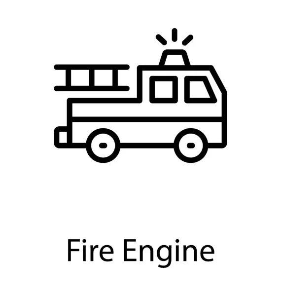 Большой Фургон Стальной Лестницей Прикреплен Сзади Икона Пожарной Машины — стоковый вектор