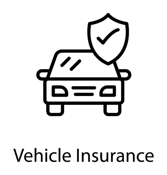 Motor Car Shield Having Tick Mark Vehicle Protection Icon — Stock Vector