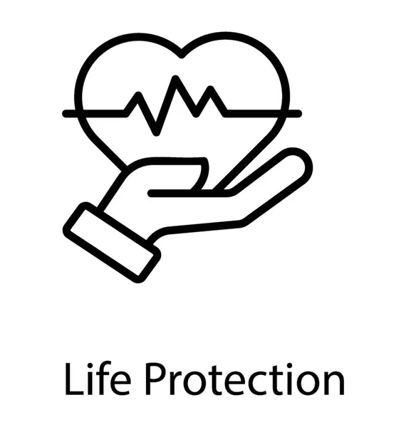 Kezében Mentőkötél Élet Védelem Ikon Vektor Szív — Stock Vector
