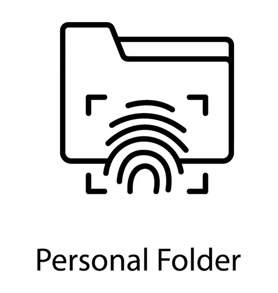 Fingerabdruck Auf Dateiordner Eingebettet Ist Konzeptionelles Symbol Für Sicheren Datenordner — Stockvektor