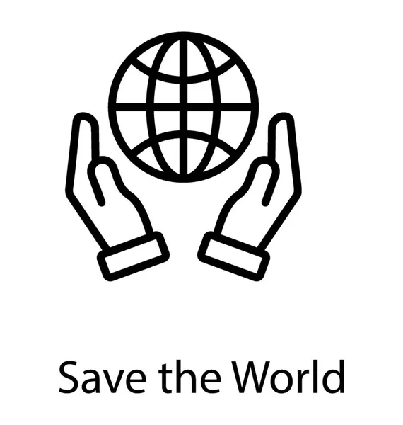 Globe Earth Human Hand Presenting Global Safety Concept — Stock Vector