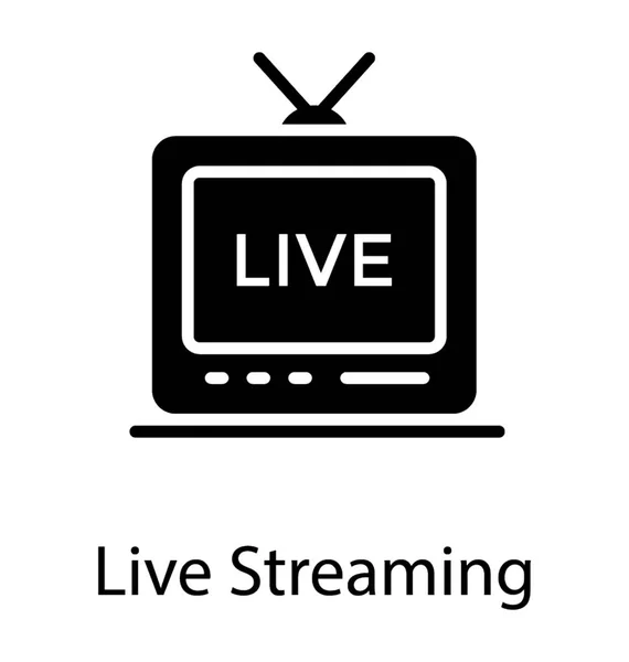 Ein Fernseher Mit Live Antenne Der Das Live Streaming Symbolisiert — Stockvektor