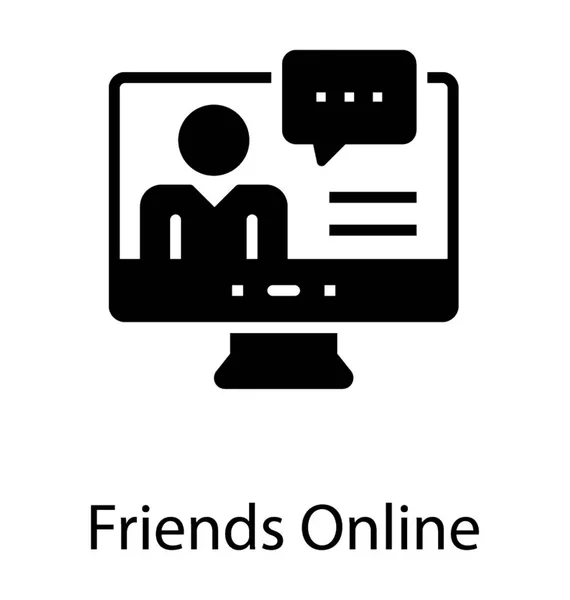 Laptop Mit Video Chat Zum Gedenken Freunde Online Konzept — Stockvektor