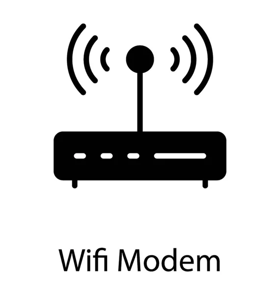 Dispositivo Con Antenna Gettando Alcuni Segnali Aria Icona Del Modem — Vettoriale Stock