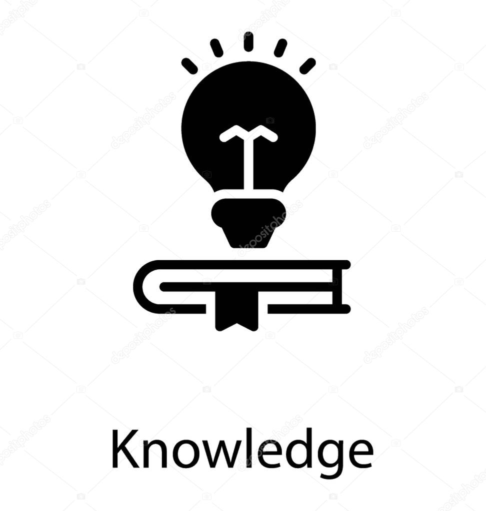 Light bulb emerging from a book to give knowledge icon 