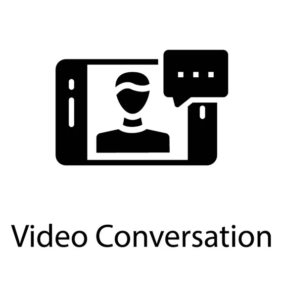 Écran Mobile Vertical Montrant Une Icône Traitement Des Appels Vidéo — Image vectorielle