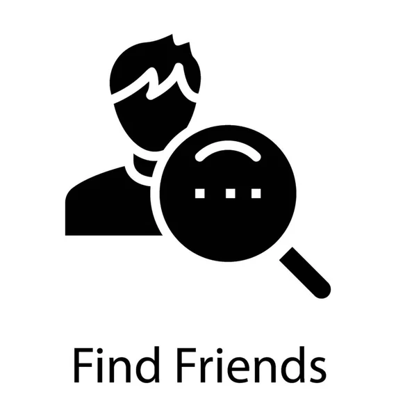 Human Avatar Magnifier Notifying Find Friends Icon — Stock Vector