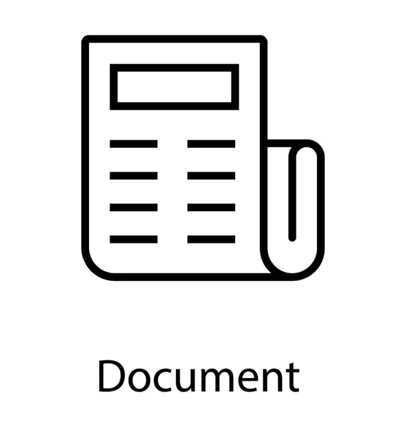 Ein Gefaltetes Papier Mit Einem Datensatz Der Das Dokument Symbol — Stockvektor
