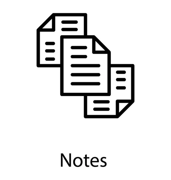 Algunos Papeles Mostraban Diagonalmente Icono Las Notas — Vector de stock