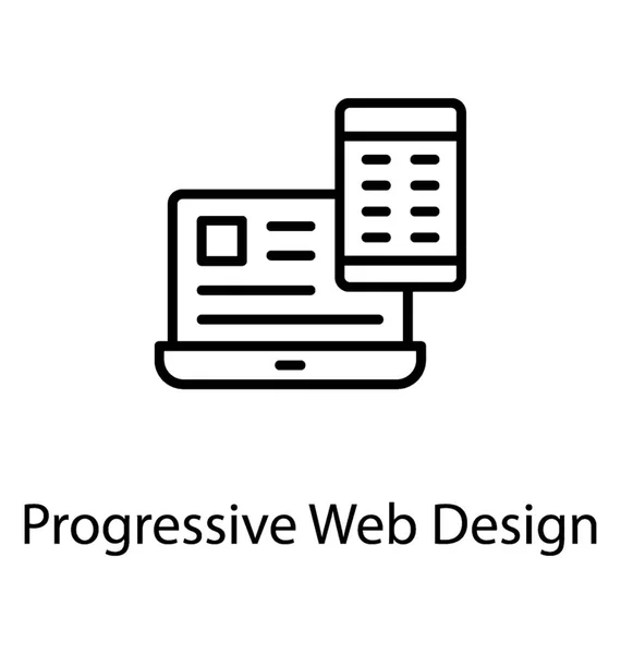 Computadora Portátil Con Calculadora Que Refiere Icono Diseño Web Progresivo — Vector de stock