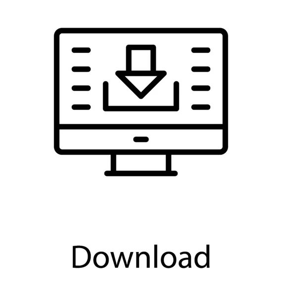 Tela Lcd Com Ícone Download Processamento Seta Para Baixo — Vetor de Stock