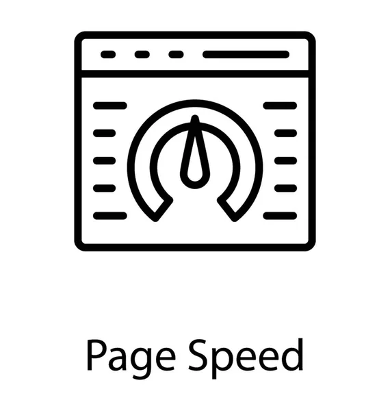 ページ スピード コンセプトを示すスピード メーターとウェブサイト — ストックベクタ
