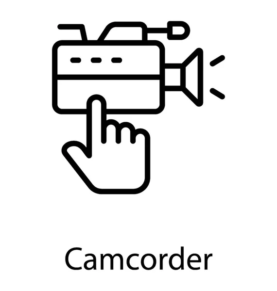 Mão Apontando Uma Câmera Gravação Vídeo Para Dar Ícone Câmera — Vetor de Stock