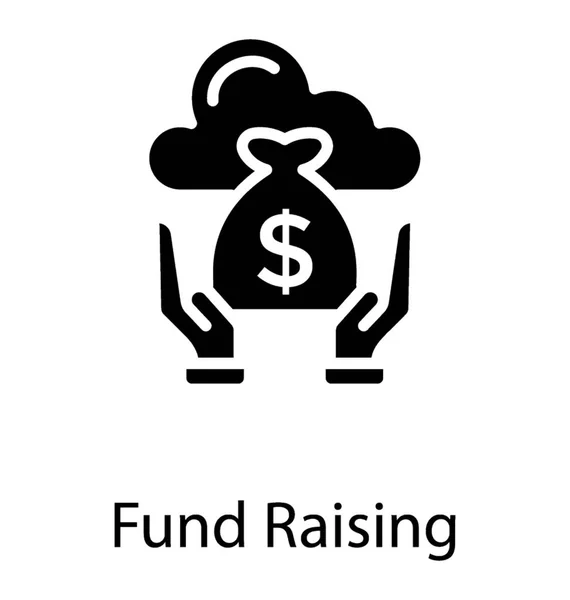 Ruka Dolarem Cloud Pozadí Dává Pojmu Fundraisingu — Stockový vektor