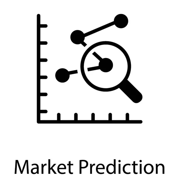 Wykres Liniowy Lupą Wyświetlono Pojęcie Rynku Przewidywania — Wektor stockowy