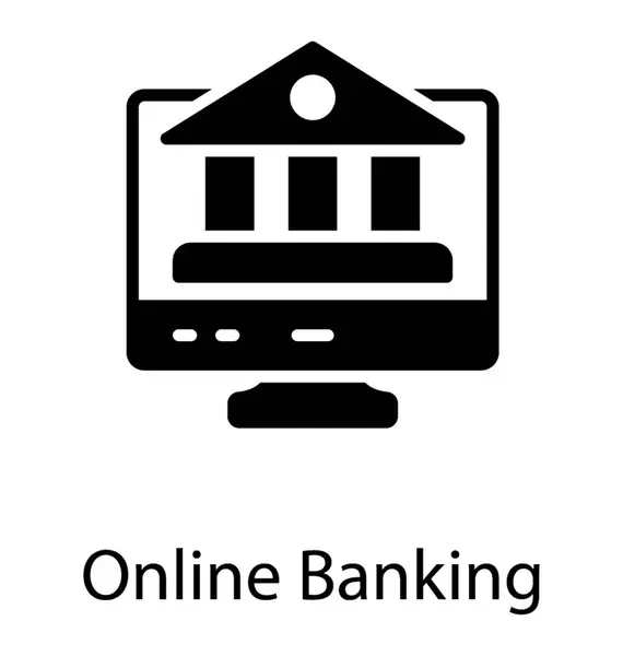 Dator Skärmen Visar Bank Byggnad Det Föreställande Internetbank — Stock vektor