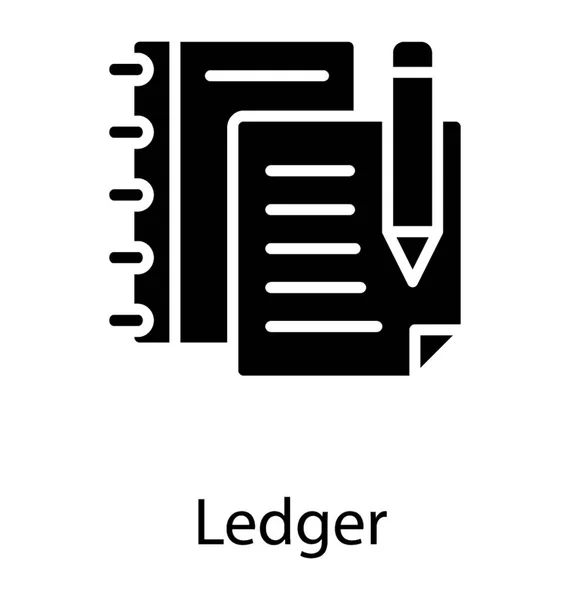 Paper Booklet Folder Pencil Representing Ledger Icon — Stock Vector