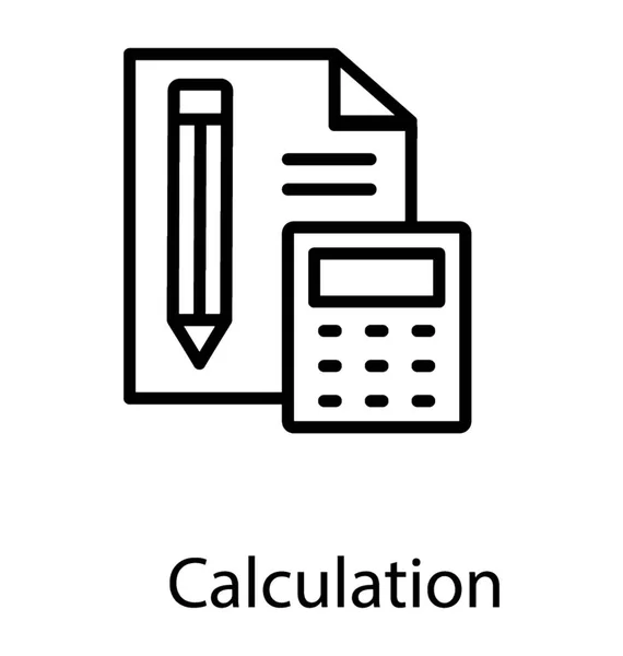 Taschenrechner Mit Dokument Und Bleistift Zur Darstellung Der Berechnung — Stockvektor