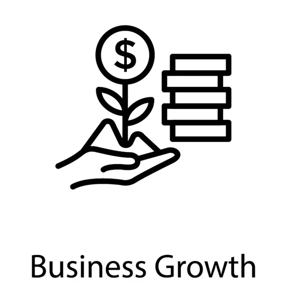 Une Plante Main Avec Gong Dollars Représentant Croissance Entreprise — Image vectorielle