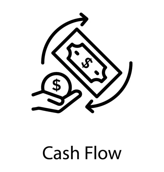 Uma Mão Com Sinal Dólar Papel Moeda Com Setas Reversíveis — Vetor de Stock