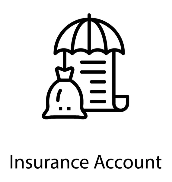 Ein Geldbeutel Mit Dem Regenschirm Auf Dem Versicherungskonto — Stockvektor