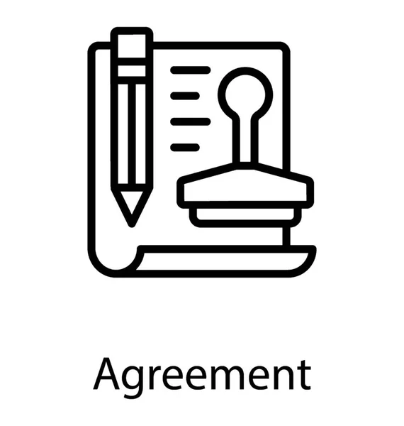 Ένα Έγγραφο Που Χρειάζεται Σφραγίδα Και Μολύβι Που Απεικονίζουν Συμφωνία — Διανυσματικό Αρχείο