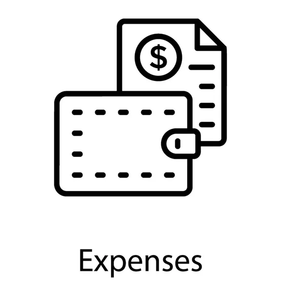 一个钱包 纸上有美元符号代表费用概念 — 图库矢量图片