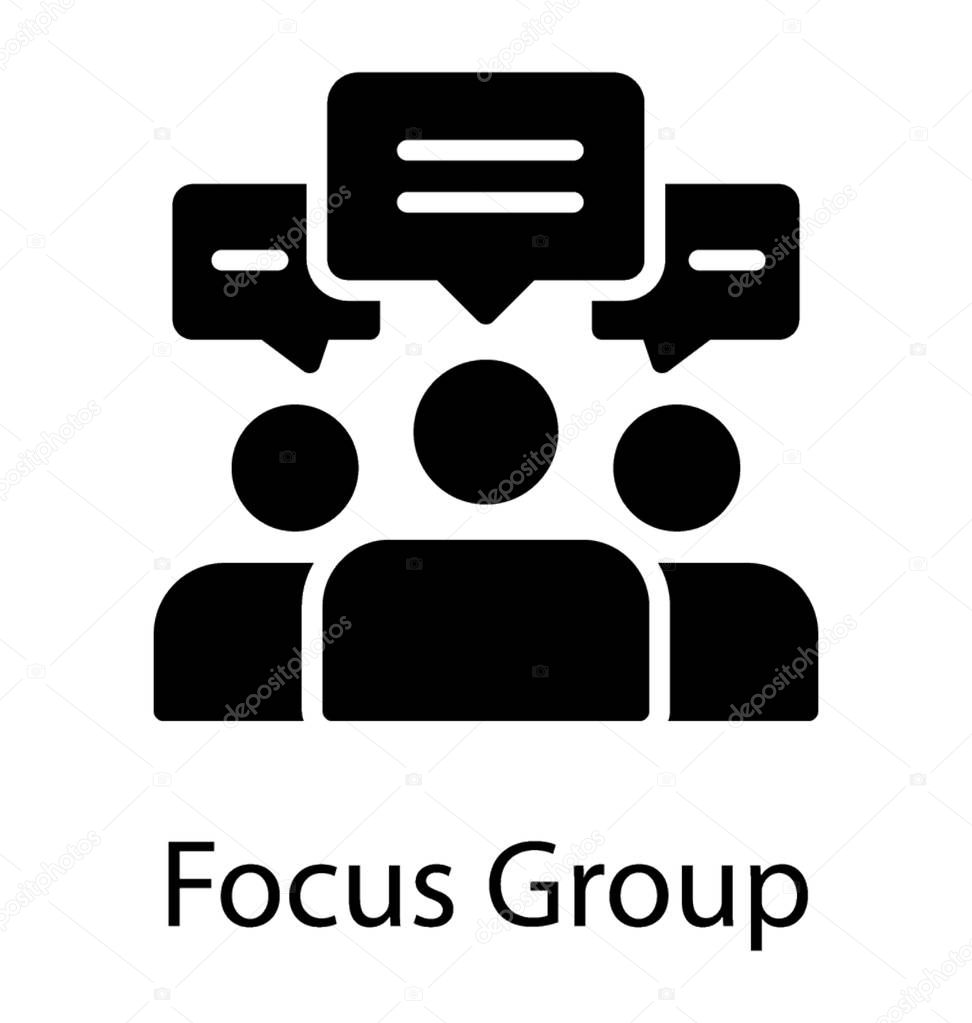A group of people with the chat boxes in front of them, focus group or group chat