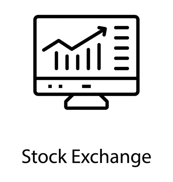 Wykres Liniowy Wyświetlone Ekranie Dając Pojęcia Stock Exchange — Wektor stockowy