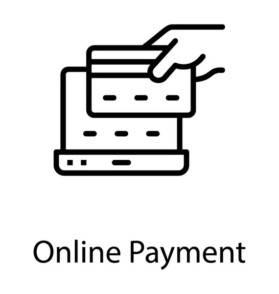 クレジット カード オンライン決済を描いたノート パソコンの画面 — ストックベクタ