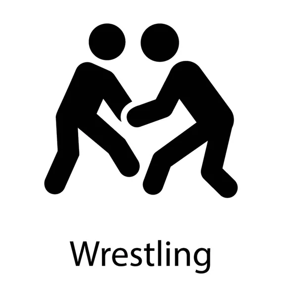 Agli Umani Faccia Faccia Posa Combattimento Esibendo Icona Del Wrestling — Vettoriale Stock