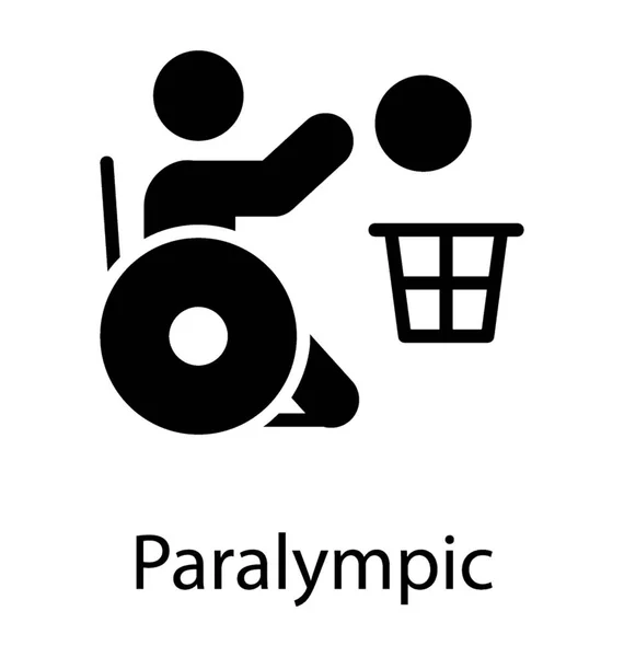 Spelare Rullstol Som Kastar Boll Korg Koncept För Paralympics — Stock vektor