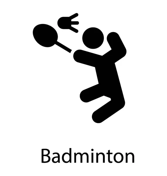 Avatar Humain Avec Raquette Navette Service Désignant Badminton — Image vectorielle