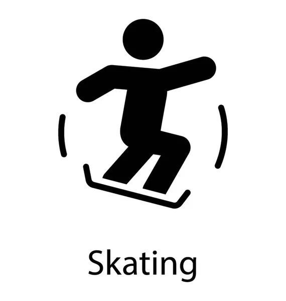 Patinaje Humano Sobre Esquís Con Icono Para Esquiar — Archivo Imágenes Vectoriales