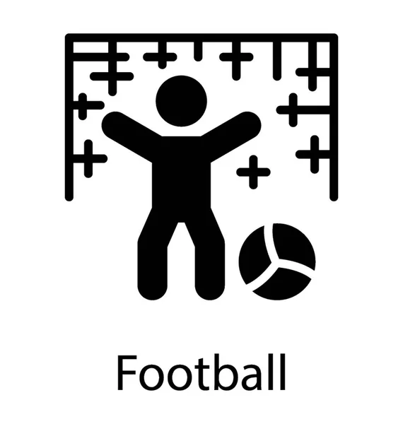 ゴールキーパー サッカーを象徴する Net に達することからボールを止めようとしています — ストックベクタ